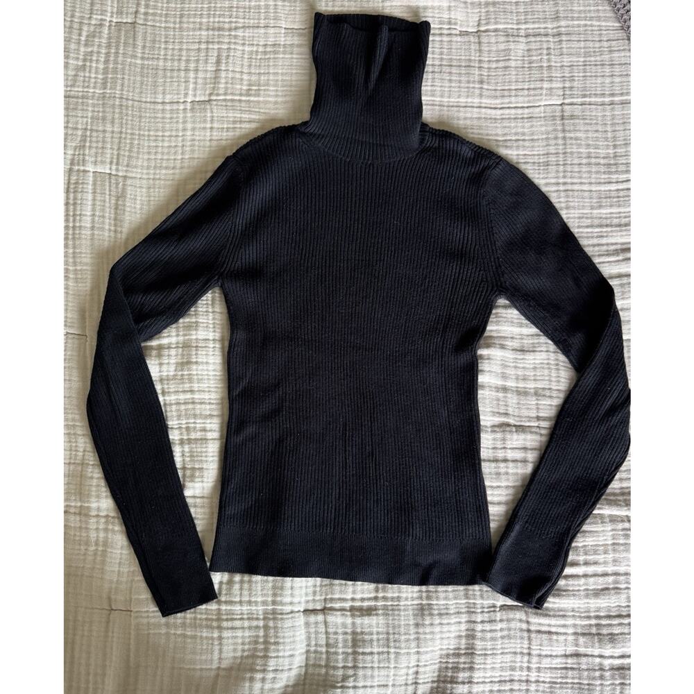 Abercrombie & Fitch Womens Black Ribbed Turtleneck Sweater Medium Long Sleeve